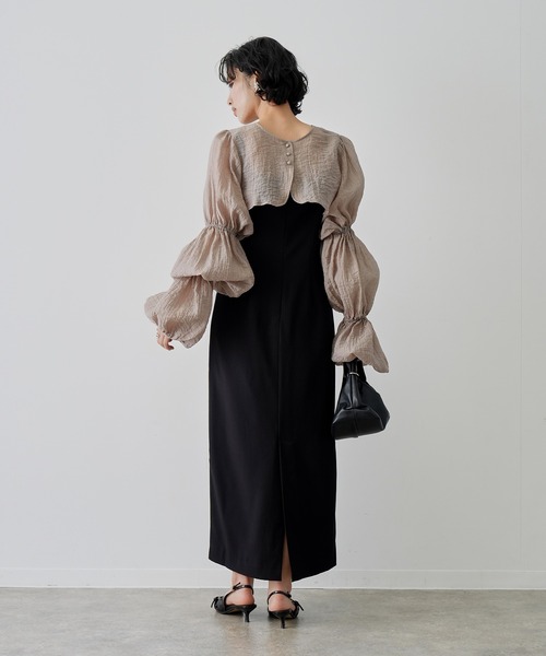 NOGLE(ノグル)の「【NOGLE/ノグル】2wayシアーティアードボレロセットワンピ―ス(ワンピース・レディース・イエロー/ブラック×ブラック/ブラック系/グレー系・S/M)」の14枚目の写真