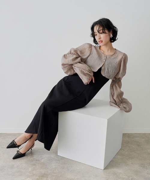 NOGLE(ノグル)の「【NOGLE/ノグル】2wayシアーティアードボレロセットワンピ―ス(ワンピース・レディース・イエロー/ブラック×ブラック/ブラック系/グレー系・S/M)」の8枚目の写真