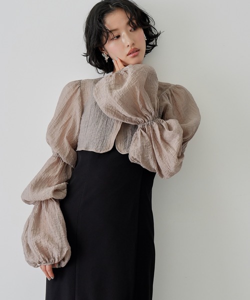 NOGLE(ノグル)の「【NOGLE/ノグル】2wayシアーティアードボレロセットワンピ―ス(ワンピース・レディース・イエロー/ブラック×ブラック/ブラック系/グレー系・S/M)」の6枚目の写真