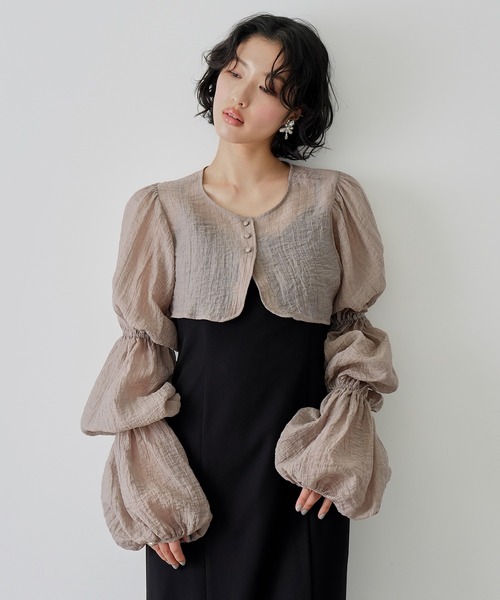 NOGLE(ノグル)の「【NOGLE/ノグル】2wayシアーティアードボレロセットワンピ―ス(ワンピース・レディース・イエロー/ブラック×ブラック/ブラック系/グレー系・S/M)」の11枚目の写真