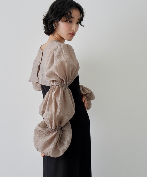 NOGLE(ノグル)の「【NOGLE/ノグル】2wayシアーティアードボレロセットワンピ―ス(ワンピース・レディース・イエロー/ブラック×ブラック/ブラック系/グレー系・S/M)」の7枚目の写真