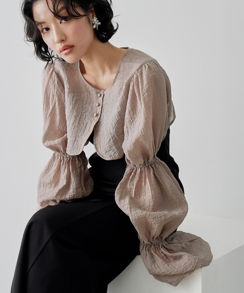 NOGLE(ノグル)の「【NOGLE/ノグル】2wayシアーティアードボレロセットワンピ―ス(ワンピース・レディース・イエロー/ブラック×ブラック/ブラック系/グレー系・S/M)」の10枚目の写真