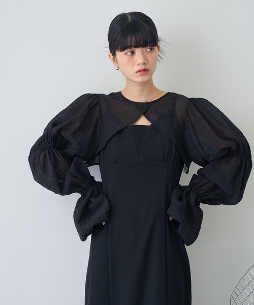 NOGLE(ノグル)の「【NOGLE/ノグル】2wayシアーティアードボレロセットワンピ―ス(ワンピース・レディース・イエロー/ブラック×ブラック/ブラック系/グレー系・S/M)」の16枚目の写真