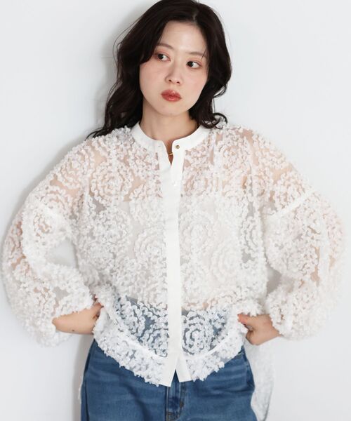 le.coeur blanc（ルクールブラン）の「TORRAZZO DONNA別注フラワーレースブラウス（シャツ/ブラウス・レディース・ブラック/ホワイト・38）」の8枚目の写真