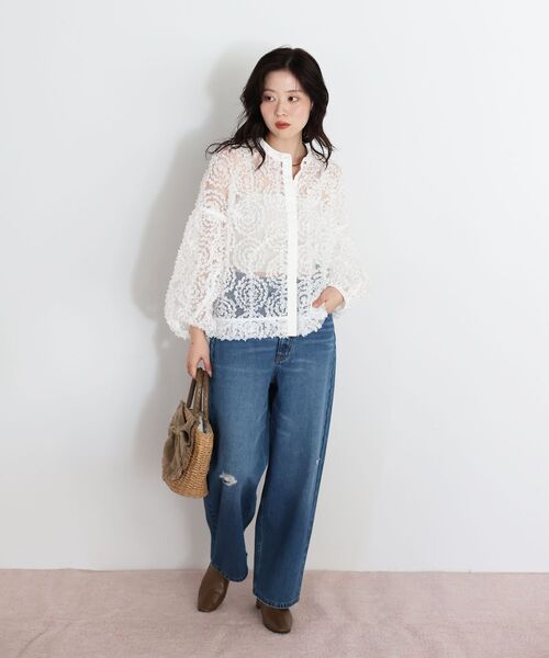 le.coeur blanc（ルクールブラン）の「TORRAZZO DONNA別注フラワーレースブラウス（シャツ/ブラウス・レディース・ブラック/ホワイト・38）」の13枚目の写真