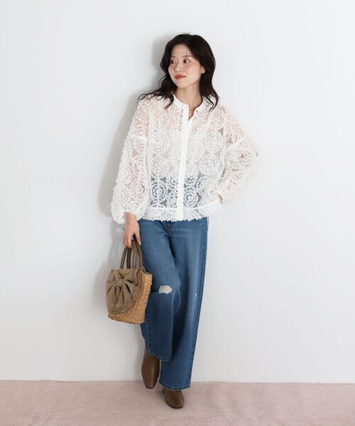 le.coeur blanc（ルクールブラン）の「TORRAZZO DONNA別注フラワーレースブラウス（シャツ/ブラウス・レディース・ブラック/ホワイト・38）」の14枚目の写真