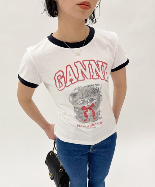 EDIT. FOR LULU（エディットフォールル）の「【GANNI/ガニー】Basic Cotton Jersey Margot Kitty P（Tシャツ/カットソー・レディース・ホワイト・FREE）」の2枚目の写真