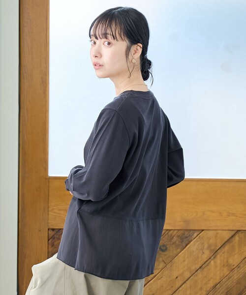 coen(コーエン)の「レイヤード風シアー長袖トップス(Tシャツ/カットソー・レディース・ブラック/オフホワイト・M/L)」の12枚目の写真