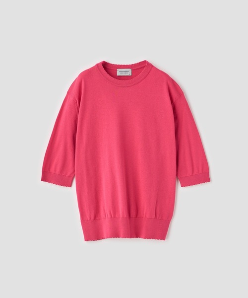 JOHN SMEDLEY(ジョンスメドレー)の「コットンスカラップ半袖ニットプルオーバー(ニット/セーター・レディース・ピンク系その他2・S)」の1枚目の写真