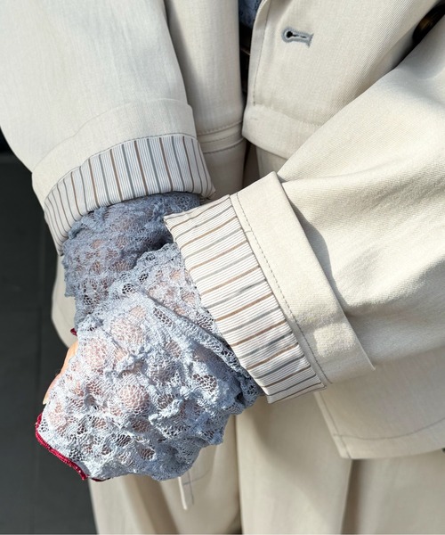 DOUBLE NAME(ダブルネーム)の「配色ステッチ2WAYジャケット(テーラードジャケット・レディース・オフホワイト/グレー・FREE)」の14枚目の写真