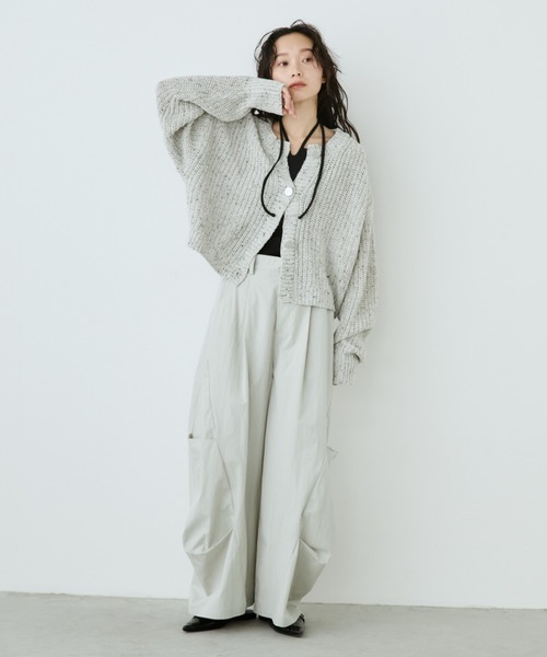 Aunt Marie's（アントマリーズ）の「ﾒﾀﾙﾎﾞﾀﾝｸﾛｯﾌﾟﾄﾞﾐｯｸｽﾆｯﾄｶｰﾃﾞｨｶﾞﾝ（カーディガン/ボレロ・レディース・ブラック/アイボリー/ブルー・FREE）」の11枚目の写真