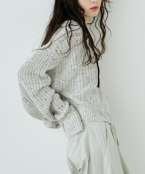 Aunt Marie's（アントマリーズ）の「ﾒﾀﾙﾎﾞﾀﾝｸﾛｯﾌﾟﾄﾞﾐｯｸｽﾆｯﾄｶｰﾃﾞｨｶﾞﾝ（カーディガン/ボレロ・レディース・ブラック/アイボリー/ブルー・FREE）」の7枚目の写真