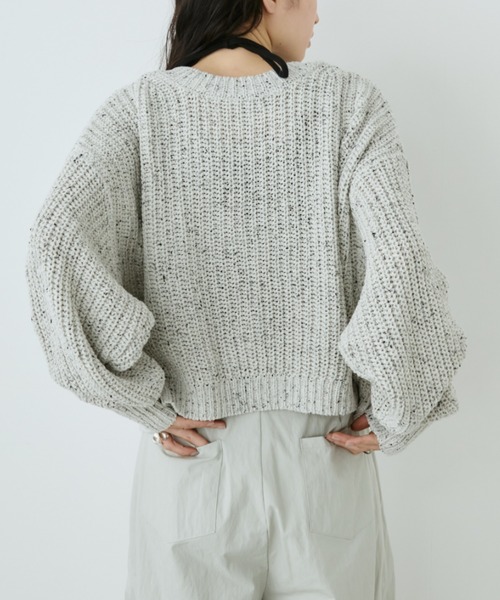 Aunt Marie's（アントマリーズ）の「ﾒﾀﾙﾎﾞﾀﾝｸﾛｯﾌﾟﾄﾞﾐｯｸｽﾆｯﾄｶｰﾃﾞｨｶﾞﾝ（カーディガン/ボレロ・レディース・ブラック/アイボリー/ブルー・FREE）」の8枚目の写真