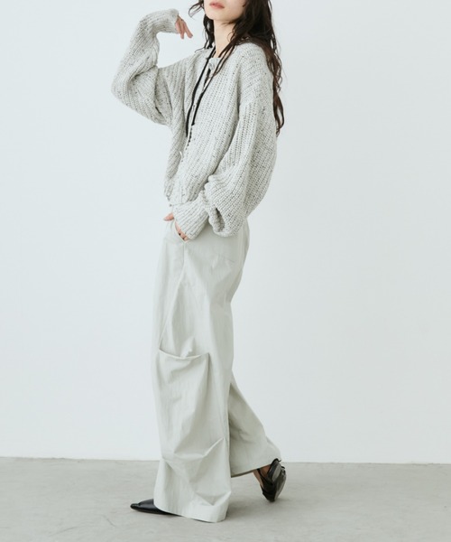 Aunt Marie's（アントマリーズ）の「ﾒﾀﾙﾎﾞﾀﾝｸﾛｯﾌﾟﾄﾞﾐｯｸｽﾆｯﾄｶｰﾃﾞｨｶﾞﾝ（カーディガン/ボレロ・レディース・ブラック/アイボリー/ブルー・FREE）」の12枚目の写真