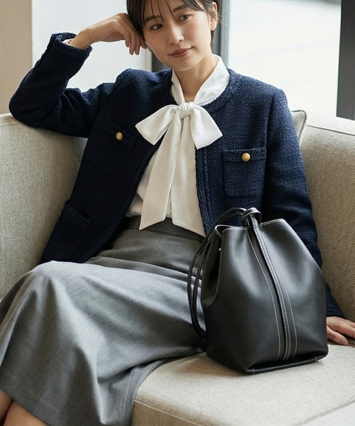 STYLE DELI（スタイルデリ）の「【DELI by】2WAYリアルレザードローストリングバッグ（ショルダーバッグ・レディース・ダークブラウン/ブラック・FREE）」の7枚目の写真