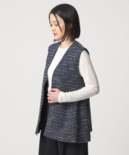 A DAY IN THE LIFE UNITED ARROWS(アデイインザライフユナイテッドアローズ)の「ツイードライクジャージー ペプラムベスト <A DAY IN THE LIFE>(ベスト・レディース・ネイビー・FREE)」の2枚目の写真