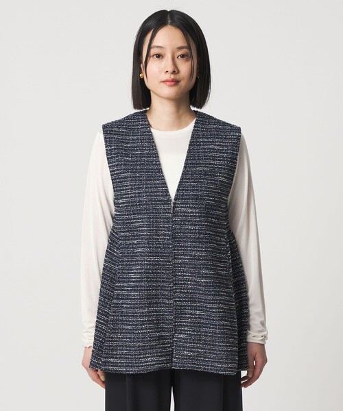 A DAY IN THE LIFE UNITED ARROWS(アデイインザライフユナイテッドアローズ)の「ツイードライクジャージー ペプラムベスト <A DAY IN THE LIFE>(ベスト・レディース・ネイビー・FREE)」の5枚目の写真