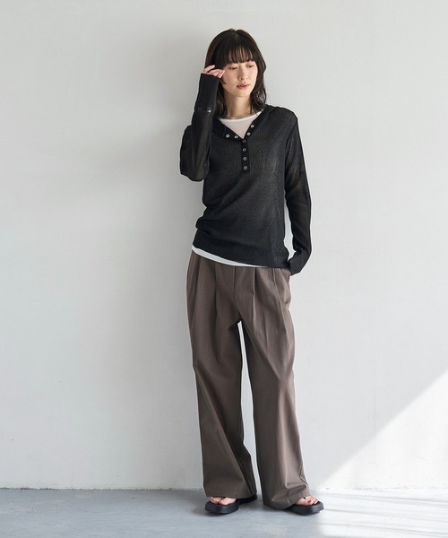 meilmada(メイルマダ)の「フード付きシアーリブニット(ニット/セーター・レディース・ブラック/グレー/オフホワイト・FREE)」の10枚目の写真