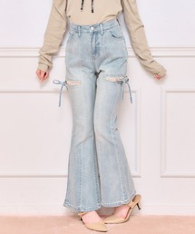 apres jour | 【4サイズ展開】サイドカットレースデニム(デニムパンツ)