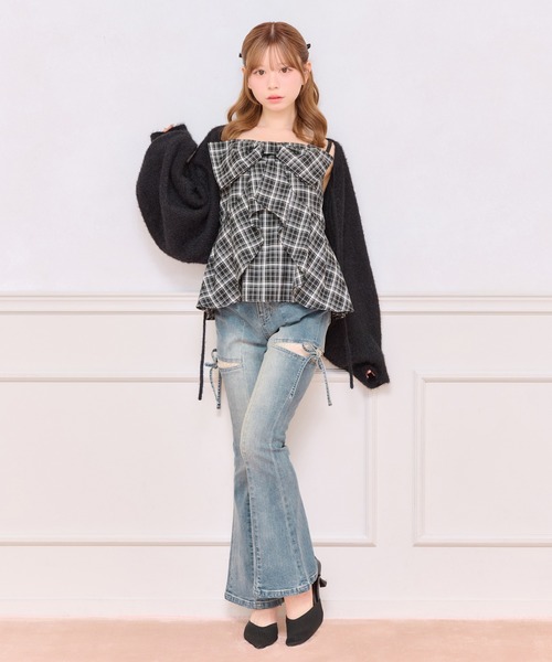 apres jour（アプレジュール）の「【4サイズ展開】サイドカットレースデニム（デニムパンツ・レディース・ライトブルー/ブルー・X-SMALL/SMALL/MEDIUM/LARGE）」の13枚目の写真