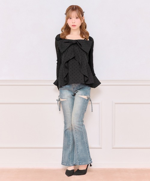 apres jour（アプレジュール）の「【4サイズ展開】サイドカットレースデニム（デニムパンツ・レディース・ライトブルー/ブルー・X-SMALL/SMALL/MEDIUM/LARGE）」の15枚目の写真