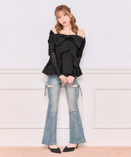 apres jour（アプレジュール）の「【4サイズ展開】サイドカットレースデニム（デニムパンツ・レディース・ライトブルー/ブルー・X-SMALL/SMALL/MEDIUM/LARGE）」の16枚目の写真