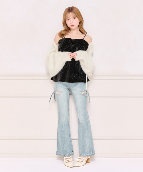 apres jour（アプレジュール）の「【4サイズ展開】サイドカットレースデニム（デニムパンツ・レディース・ライトブルー/ブルー・X-SMALL/SMALL/MEDIUM/LARGE）」の6枚目の写真