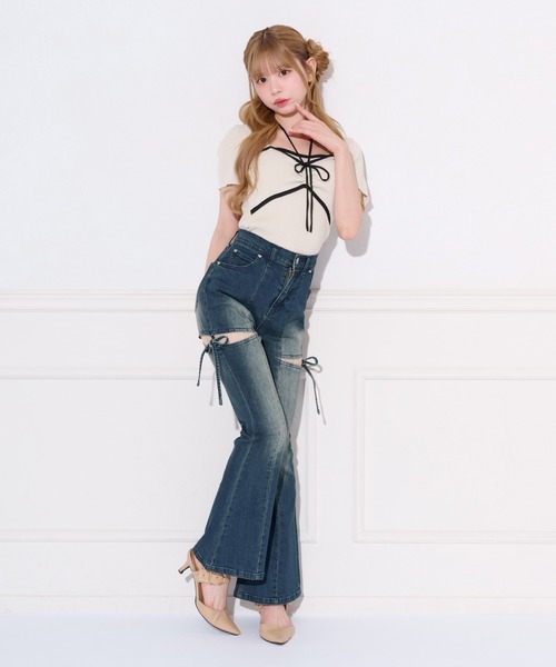 apres jour（アプレジュール）の「【4サイズ展開】サイドカットレースデニム（デニムパンツ・レディース・ライトブルー/ブルー/インディゴブルー/ブラック系その他・X-SMALL/SMALL/MEDIUM/LARGE）」の16枚目の写真