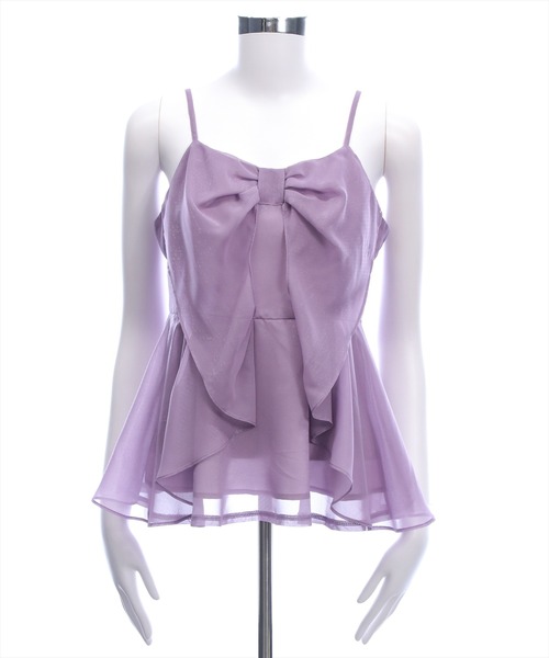 clear（クリア）の「チュールビッグリボンデザインビスチェ[バレエコア ガーリー レイヤード]≪新作≫（キャミソール・レディース・ベージュ/ブラック/ピンク/グレー/アイボリー/ラベンダー/ミント・F）」の6枚目の写真