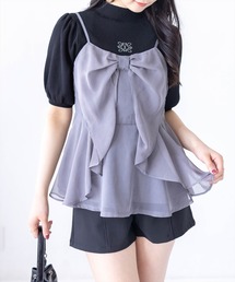 clear | チュールビッグリボンデザインビスチェ[バレエコア ガーリー レイヤード]≪新作≫(キャミソール)