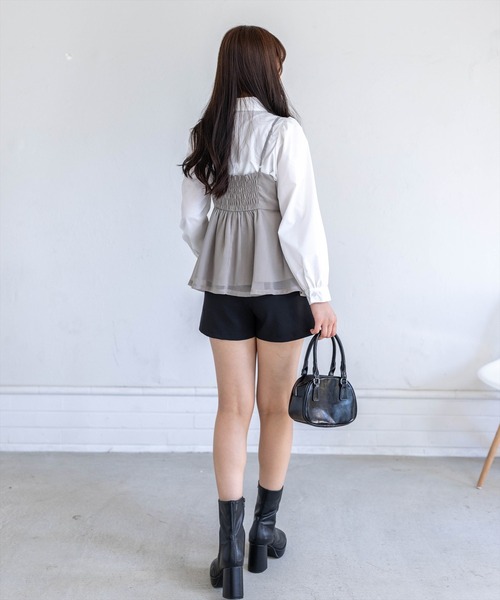 clear（クリア）の「チュールビッグリボンデザインビスチェ[バレエコア ガーリー レイヤード]≪新作≫（キャミソール・レディース・ベージュ/ブラック/ピンク/グレー/アイボリー/ラベンダー/ミント・F）」の14枚目の写真