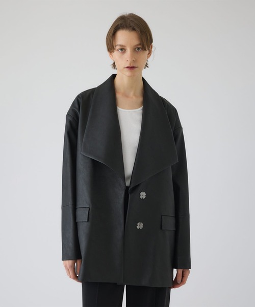 RIM.ARK(リムアーク)の「【RIM.ARK/リムアーク】Classical leather like JK/クラシックレザージャケット(ライダースジャケット・レディース・ブラック・38/36)」の1枚目の写真