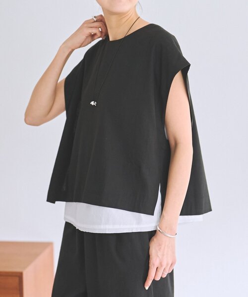 BEARDSLEY（ビアズリー）の「リネンショートベスト（シャツ/ブラウス・レディース・ベージュ/グレー/ブラック・1/0）」の2枚目の写真