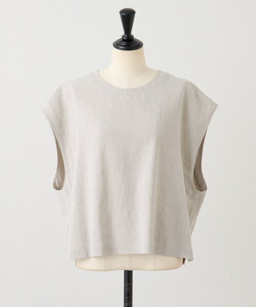 BEARDSLEY（ビアズリー）の「リネンショートベスト（シャツ/ブラウス・レディース・ベージュ/グレー/ブラック・1/0）」の8枚目の写真