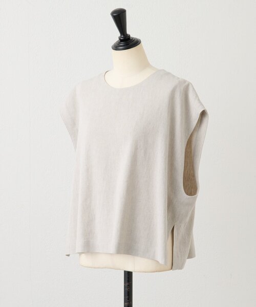 BEARDSLEY（ビアズリー）の「リネンショートベスト（シャツ/ブラウス・レディース・ベージュ/グレー/ブラック・1/0）」の9枚目の写真