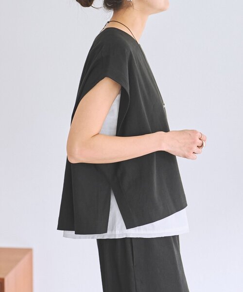 BEARDSLEY（ビアズリー）の「リネンショートベスト（シャツ/ブラウス・レディース・ベージュ/グレー/ブラック・1/0）」の21枚目の写真