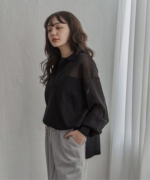 notch.（ノッチ）の「シアースキッパートップス（シャツ/ブラウス・レディース・ブラック/ダークブルー/オフホワイト・M）」の9枚目の写真