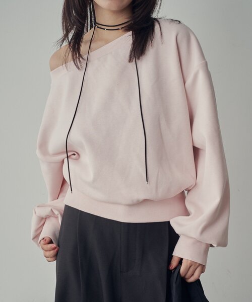 goocy(グーシー)の「ボートネックスウェット(Tシャツ/カットソー・レディース・ブラック/ホワイト/グレー/ピンク・FREE)」の4枚目の写真