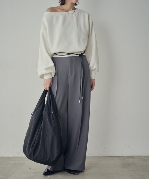 goocy(グーシー)の「ボートネックスウェット(Tシャツ/カットソー・レディース・ブラック/ホワイト/グレー/ピンク・FREE)」の7枚目の写真