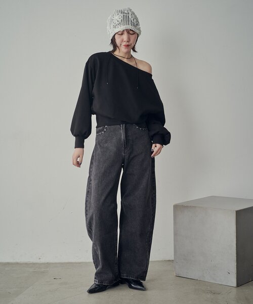 goocy(グーシー)の「ボートネックスウェット(Tシャツ/カットソー・レディース・ブラック/ホワイト/グレー/ピンク・FREE)」の15枚目の写真