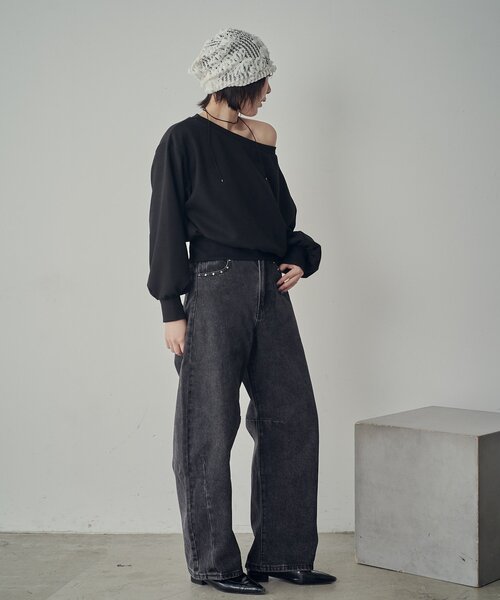 goocy(グーシー)の「ボートネックスウェット(Tシャツ/カットソー・レディース・ブラック/ホワイト/グレー/ピンク・FREE)」の18枚目の写真