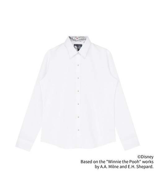 TOKYO SHIRTS(トウキョウシャツ)の「【くまのプーさん】形態安定ノンアイロン レギュラー 長袖ビジネスワイシャツ(ビジネスシャツ・レディース・ホワイト・L/M/S)」の1枚目の写真