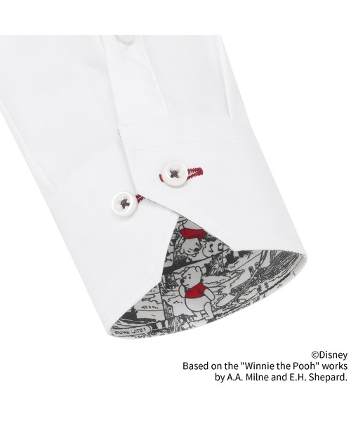 TOKYO SHIRTS(トウキョウシャツ)の「【くまのプーさん】形態安定ノンアイロン レギュラー 長袖ビジネスワイシャツ(ビジネスシャツ・レディース・ホワイト・L/M/S)」の3枚目の写真