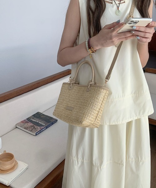 mebole(メボレ)の「Natural Square Basket Bag(ショルダーバッグ・レディース・アイボリー/ブラウン・FREE)」の21枚目の写真