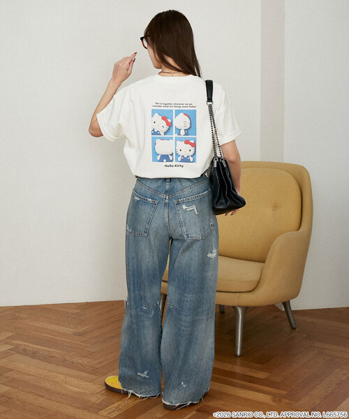 FREAK'S STORE（フリークスストア）の「PUBLUX/パブリュクス ”HELLO KITTY/ハローキティ” ID Photo風 バックプリントTシャツ　限定展開（Tシャツ/カットソー・レディース・オフホワイト/ピンク/チャコールグレー・ﾌﾘ-）」の14枚目の写真