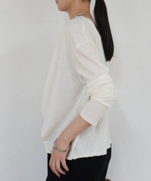 LOUNGEDRESS(ラウンジドレス)の「《前後2way/夏も快適》2wayカシュクールシアープルオーバー(Tシャツ/カットソー・レディース・オフホワイト/ブラック・FREE)」の10枚目の写真