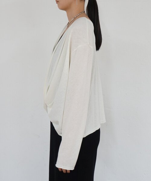 LOUNGEDRESS(ラウンジドレス)の「《前後2way/夏も快適》2wayカシュクールシアープルオーバー(Tシャツ/カットソー・レディース・オフホワイト/ブラック・FREE)」の13枚目の写真