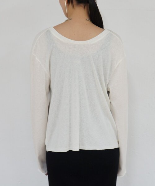 LOUNGEDRESS(ラウンジドレス)の「《前後2way/夏も快適》2wayカシュクールシアープルオーバー(Tシャツ/カットソー・レディース・オフホワイト/ブラック・FREE)」の14枚目の写真