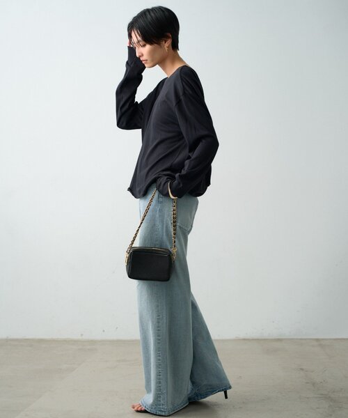 LOUNGEDRESS(ラウンジドレス)の「《前後2way/夏も快適》2wayカシュクールシアープルオーバー(Tシャツ/カットソー・レディース・オフホワイト/ブラック・FREE)」の18枚目の写真