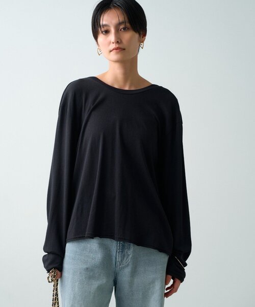 LOUNGEDRESS(ラウンジドレス)の「《前後2way/夏も快適》2wayカシュクールシアープルオーバー(Tシャツ/カットソー・レディース・オフホワイト/ブラック・FREE)」の22枚目の写真
